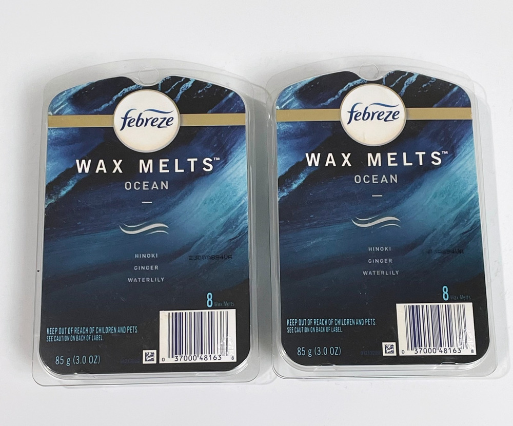 Febreze Ocean Wax Melts Hinoki Ginger Waterlily 2 Packs (8 Count Each)